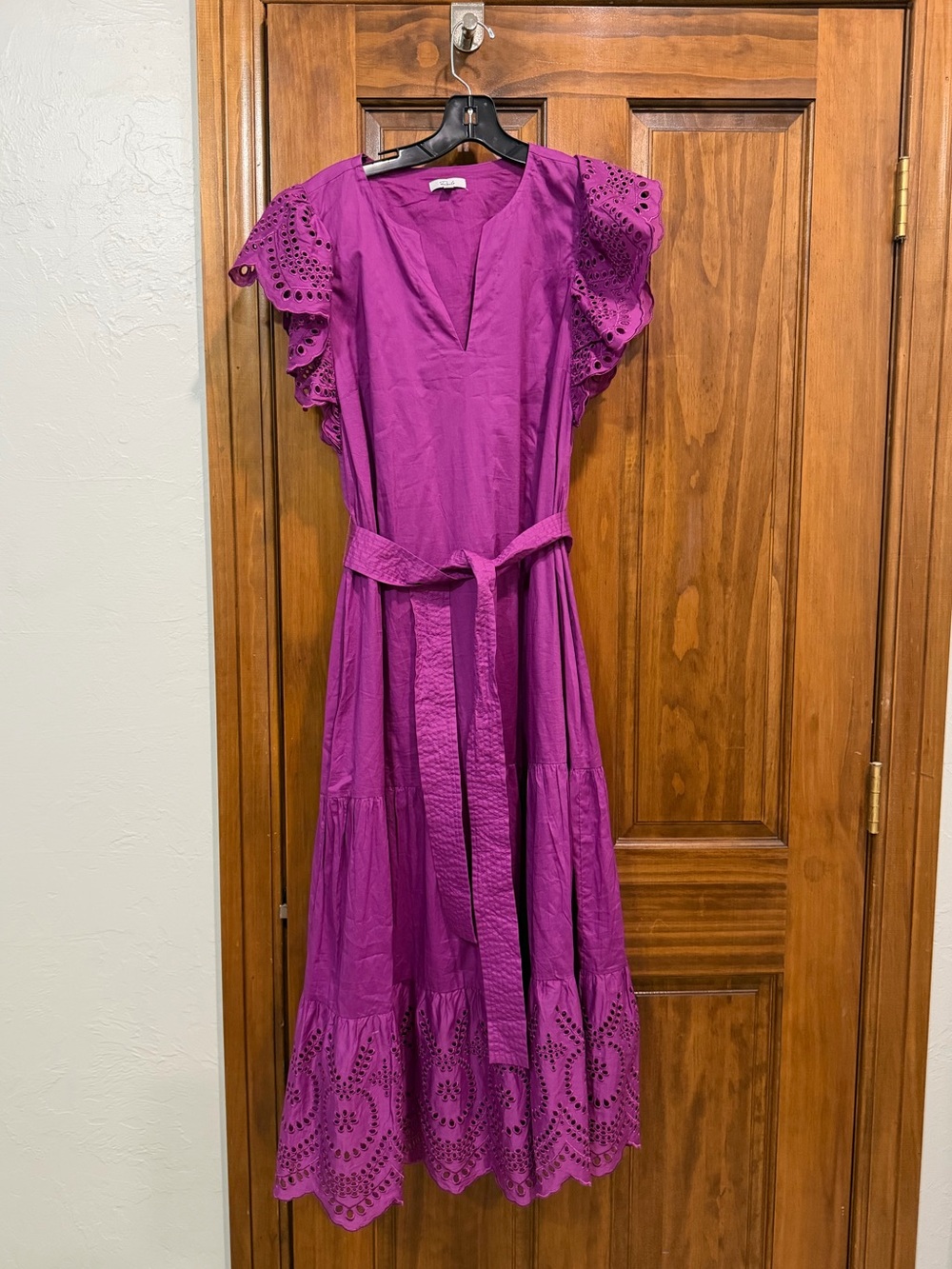 Rails Magenta Eyelet Flutter Sleeve Maxi Dress